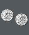 Spectacular studs! Kaleidoscope's button earring may be small, but they pack a lot of sparkle. Crafted in sterling silver with round-cut crystals and Swarovski elements. Approximate diameter: 1/2 inch.