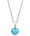 Brighten your look (and your day!) with sparkle in eye-catching hues. This pretty pendant features a round-cut blue topaz (1/2 ct. t.w.) set in 14k white gold. Approximate length: 18 inches. Approximate drop: 3/8 inch.