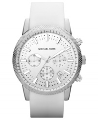 Crisp colors lend an unblemished look on this Scout collection sport watch from Michael Kors. Crisp colors lend an unblemished look on this Scout collection sport watch from Michael Kors.