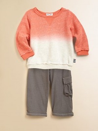 A stylish sweatshirt in a trendy ombré design plus cargo-style pants create a combination that keeps pace with your little trendsetter.CrewneckLong sleevesPulloverElastic waistbandSide flap patch pocket95% cotton/5% spandexMachine washImported A stylish sweatshirt in a trendy ombré design plus cargo-style pants create a combination that keeps pace with your little trendsetter.CrewneckLong sleevesPulloverElastic waistbandSide flap patch pocket95% cotton/5% spandexMachine washImported