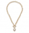G by GUESS Short Necklace with Rhinestone Heart Tog, GOLD