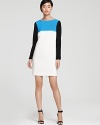 Artfully color blocked, this silk Tibi dress makes a chic statement at the office, and effortlessly transitions to cocktails and dinner.