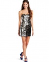 As U Wish Juniors Strapless Two Way Sequin Dress, Black, Medium