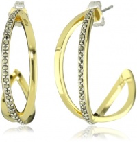 Judith Jack Gold Sea Gold-Plated Sterling Silver Marcasite Pave Criss-Cross Medium Hoop Earrings Judith Jack Gold Sea Gold-Plated Sterling Silver Marcasite Pave Criss-Cross Medium Hoop Earrings