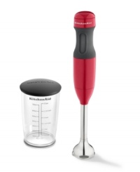 Get a handle on the best blend. Fitting comfortably into the palm of your hand, this 2-speed blender operates at a near-silent level, while conquering each and every task you send its way. The soft grip handle commands control and precision within the 3-cup BPA-free blending pitcher with graduated measurement markings. 1-year warranty. Model KHB1231. Get a handle on the best blend. Fitting comfortably into the palm of your hand, this 2-speed blender operates at a near-silent level, while conquering each and every task you send its way. The soft grip handle commands control and precision within the 3-cup BPA-free blending pitcher with graduated measurement markings. 1-year warranty. Model KHB1231.