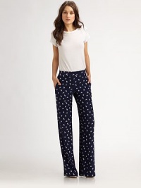 An elegant print flocks this shapely, wide-leg silhouette cut from delicate silk.Wide waist with elastic backFlat frontWide legBack welt pocketsRise, about 10Inseam, about 37SilkDry cleanImportedModel shown is 5'10 (177cm) wearing US size 4. An elegant print flocks this shapely, wide-leg silhouette cut from delicate silk.Wide waist with elastic backFlat frontWide legBack welt pocketsRise, about 10Inseam, about 37SilkDry cleanImportedModel shown is 5'10 (177cm) wearing US size 4.