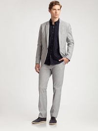 The rebirth of cool, cotton pants offering crisp, clean lines.Hook-and-eye closureZip flyBelt loopsFront slash pocketsBack welt pocketsInseam, about 32CottonMachine washMade in USA The rebirth of cool, cotton pants offering crisp, clean lines.Hook-and-eye closureZip flyBelt loopsFront slash pocketsBack welt pocketsInseam, about 32CottonMachine washMade in USA