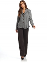 THE LOOKNotch collar with satin pipingLightly padded shouldersThree button closuresHip slash pocketsSingle button cuffsTHE FITAbout 22½ from shoulder to hemTHE MATERIAL100% virgin woolPartial liningCARE & ORIGINDry cleanMade in Italy THE LOOKNotch collar with satin pipingLightly padded shouldersThree button closuresHip slash pocketsSingle button cuffsTHE FITAbout 22½ from shoulder to hemTHE MATERIAL100% virgin woolPartial liningCARE & ORIGINDry cleanMade in Italy