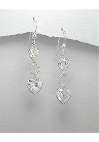 Heart CZ Earrings In Sterling Silver