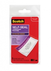 Scotch Self-Sealing Laminating Pouches, Bag Tags with Loops, Glossy, 5 Pouches (LS853-5G) Scotch Self-Sealing Laminating Pouches, Bag Tags with Loops, Glossy, 5 Pouches (LS853-5G)