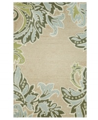 Contemporary cool. The Ornamental Leaf area rug presents a nature-inspired graphic that imparts the look of painted stencil. A neutral ground makes this design accessible to any room décor and its hand-tufted detailing makes it durable enough to withstand heavy traffic, indoors or out. Contemporary cool. The Ornamental Leaf area rug presents a nature-inspired graphic that imparts the look of painted stencil. A neutral ground makes this design accessible to any room décor and its hand-tufted detailing makes it durable enough to withstand heavy traffic, indoors or out.