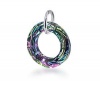 Sterling Silver Donut Shape Vitrail Crystal 25mm x 19mm Dangle Pendant Charm Made with Swarovski Elements