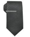 Subtle stripes make a solid statement on this silk tie from Alfani.