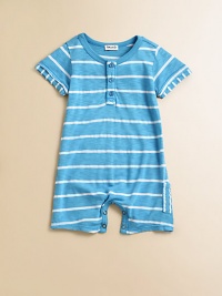 Handsome stripes, layered-look short sleeves and a side patch pocket make this adorable little playsuit a must-have for your little one.CrewneckShort sleevesButton-frontBottom snaps39% supima pima/39% micro modal/22% polyesterMachine washImported Please note: Number of buttons and snaps may vary depending on size ordered. Handsome stripes, layered-look short sleeves and a side patch pocket make this adorable little playsuit a must-have for your little one.CrewneckShort sleevesButton-frontBottom snaps39% supima pima/39% micro modal/22% polyesterMachine washImported Please note: Number of buttons and snaps may vary depending on size ordered.
