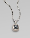 From the Petite Albion Collection. A sleek design with dazzling pavé diamonds surrounding a hematite stone set in sterling silver on a box link chain. HematiteDiamonds, .2 tcwSterling silverLength, about 17Pendant size, about ¼Lobster clasp closureImported 