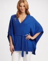 Michael Kors Plus Size Sweater, Belted Poncho Bright Cobalt Blue Size 3X