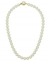 From the island of Mallorca, Spain this beautiful strand of organic man-made pearls (8 mm) is hand-strung and features an 18k gold over sterling silver clasp. Approximate length: 16 inches.