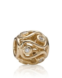Serpentine lines reveal bezel-set diamond accents on this 14K gold PANDORA charm. Serpentine lines reveal bezel-set diamond accents on this 14K gold PANDORA charm.