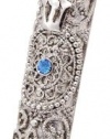 Olivia Riegel Silver 4 Mezuzah with Aquamarine Swarovski Crystals