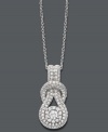 Knotted to perfection. This stunning Everlon pendant features the signature design encrusted with pave-set, round-cut diamonds (3/4 ct. t.w.). Setting and chain crafted in 14k white gold. Approximate length: 18 inches. Approximate drop: 3/4 inch.