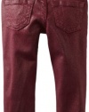 True Religion Girls 2-6X Casey Glitter Coated Legging, Maroon, 8