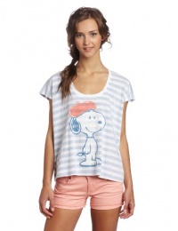 Junk Food Juniors Snoopy Short Sleeve Crew T-Shirt, Sugar/Mystic, X-Large Junk Food Juniors Snoopy Short Sleeve Crew T-Shirt, Sugar/Mystic, X-Large