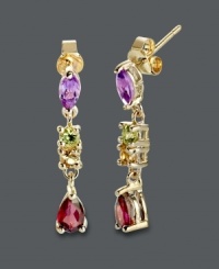 Elegance defined. These luminous, Victoria Townsend drops will add life to your look with marquise and round-cut garnet (3/4 ct. t.w.), amethyst (3/4 ct. t.w.), citrine 91/5 ct. t.w.), and peridot (1/5 ct. t.w.). Crafted in 18k gold over sterling silver. Approximate drop: 1 inch. Elegance defined. These luminous, Victoria Townsend drops will add life to your look with marquise and round-cut garnet (3/4 ct. t.w.), amethyst (3/4 ct. t.w.), citrine 91/5 ct. t.w.), and peridot (1/5 ct. t.w.). Crafted in 18k gold over sterling silver. Approximate drop: 1 inch.