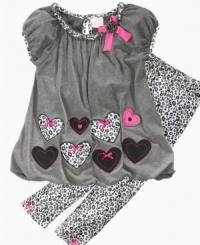 Layers of love. Your little loved one will adore the leopard-print heart tunic and matching leggings set from Nannette. Layers of love. Your little loved one will adore the leopard-print heart tunic and matching leggings set from Nannette.