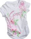 GUESS Kids Girls Little Girl Screen Print Top with Rhines, WHITE (3T)