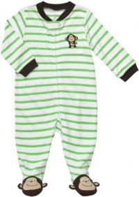 Carters Monkey Stripe Zip Up Sleep & Play GREEN 3 Mo Carters Monkey Stripe Zip Up Sleep & Play GREEN 3 Mo