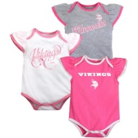 Newborn Minnesota Vikings 3 Piece Creeper Set (0/3M - 6/9m) 0-3 Months