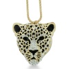 Fabulous Antique Cheetah Head Swarovski Crystal Necklace
