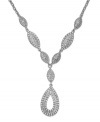 Decadently dramatic, this Y necklace from Charter Club captivates with crystal accents on a teardrop silhouette. Crafted in imitation rhodium-plated mixed metal. Approximate length: 18 inches + 3-inch extender. Approximate drop: 2 inches.