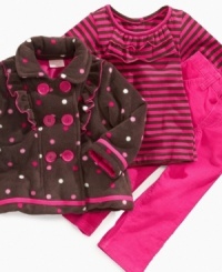 All the rage. Set your future fashionista up with this on-trend, print-mixing shirt, jacket and pant set from Nannette. All the rage. Set your future fashionista up with this on-trend, print-mixing shirt, jacket and pant set from Nannette.