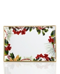 A new holiday classic, this Holly Berry platter features filigree-patterned gold and beautiful Christmas botanicals in elegant white porcelain. Complements Charter Club's Grand Buffet Classic Gold and Red Rim dinnerware. A new holiday classic, this Holly Berry platter features filigree-patterned gold and beautiful Christmas botanicals in elegant white porcelain. Complements Charter Club's Grand Buffet Classic Gold and Red Rim dinnerware.
