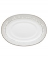 To entertain with grace and style look no further than this Bellina sauce boat stand from Lenox's dinnerware and dishes collection. Elegant bone china with a delicate floral design and textured white beads is finished with platinum trim. Saucer boat stand shown right.