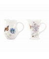 Spring is perpetually in season with whimsical Butterfly Meadow pitchers from Lenox's collection of serveware and serving dishes. Two elegant designs with colorful blooms and butterflies in scalloped white porcelain lend country charm to any setting. Use for gravy, maple syrup or cream!