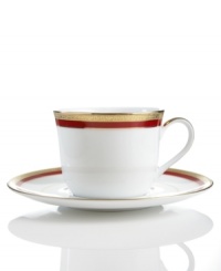 An instant classic, the Red Rim cup and saucer combine bands of holiday red and filigree-patterned gold in elegant white porcelain. Layer with Charter Club's Grand Buffet Classic Gold and Holly Berry dinnerware. An instant classic, the Red Rim cup and saucer combine bands of holiday red and filigree-patterned gold in elegant white porcelain. Layer with Charter Club's Grand Buffet Classic Gold and Holly Berry dinnerware.