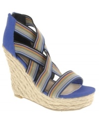 You'll be the cutest closer around. Chinese Laundry's Deal Maker platform wedge sandals are brightly colored with contrasting faric straps and an on-trend zippered up back. You'll be the cutest closer around. Chinese Laundry's Deal Maker platform wedge sandals are brightly colored with contrasting faric straps and an on-trend zippered up back.
