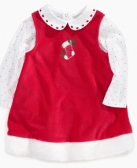 First Impression captures the Christmas spirit in this delightful jumper dress. She'll be the the most cutest doll in the room. First Impression captures the Christmas spirit in this delightful jumper dress. She'll be the the most cutest doll in the room.