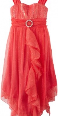 Bonnie Jean Girls 7-16 Coral Ruffle Front Dress, Pink, 16 Bonnie Jean Girls 7-16 Coral Ruffle Front Dress, Pink, 16