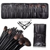 ALICE Natural Hair Made 32 Count Super Professional Studio Brush Set with Leather Pouch, Gift idea