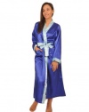 Women's Long Robe with Pockets (M,L,XL), Classic Royal Blue Color with Contast Trim, Style#Gwn12RB