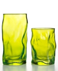 Glassware that gets noticed. Bormioli Rocco teams a funky organic shape and lime-green hue in this easy-care set of water drinking glasses made for modern tables. Glassware that gets noticed. Bormioli Rocco teams a funky organic shape and lime-green hue in this easy-care set of water drinking glasses made for modern tables.