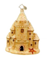 Holiday at the beach. Handcrafted in pure glass with glitter to create a grainy straight-from-the-shore feel, this sandcastle ornament from Christopher Radko gets you in the spirit in places without snow. Holiday at the beach. Handcrafted in pure glass with glitter to create a grainy straight-from-the-shore feel, this sandcastle ornament from Christopher Radko gets you in the spirit in places without snow.