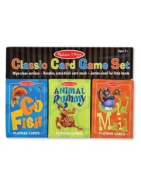 Kids will go wild for these three classic card games, with whimsical, colorful animal illustrations. Kids will go wild for these three classic card games, with whimsical, colorful animal illustrations.