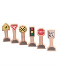 The six wooden traffic signs in this set are here to bring order to Whittle World! Add them to any Whittle World wooden play set, or use them on their own as whimsical manipulatives and inspiring play pieces. Each one is made of solid wood and printed with bright, cheerful artwork. The six wooden traffic signs in this set are here to bring order to Whittle World! Add them to any Whittle World wooden play set, or use them on their own as whimsical manipulatives and inspiring play pieces. Each one is made of solid wood and printed with bright, cheerful artwork.
