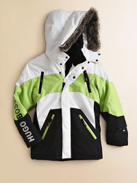 The perfect cold weather companion, this classic ski jacket has plenty of zippered pockets, detachable hood with removable faux fur trim and logo detail.Detachable hood with removable faux fur trimStand collarLong sleevesFull-zip front with snap coverFour front slash zippered pocketsFully linedPolyamidePolyester fillMachine washImported Please note: Number of snaps may vary depending on size ordered. The perfect cold weather companion, this classic ski jacket has plenty of zippered pockets, detachable hood with removable faux fur trim and logo detail.Detachable hood with removable faux fur trimStand collarLong sleevesFull-zip front with snap coverFour front slash zippered pocketsFully linedPolyamidePolyester fillMachine washImported Please note: Number of snaps may vary depending on size ordered.