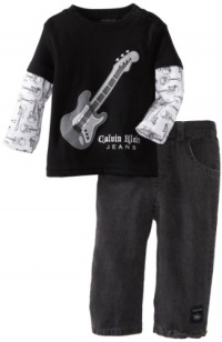 Calvin Klein Baby-boys Infant Twofer Top With Jean, Black, 12 Months Calvin Klein Baby-boys Infant Twofer Top With Jean, Black, 12 Months