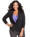 Lend instant structure to your casual looks with Style&co.'s plus size tuxedo jacket, crafted from a ponte knit.